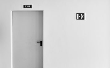 door with exit sign